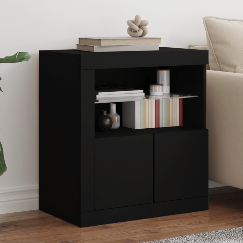 Sideboard with LED Lights Black 60.5x37x67 cm Sideboard with LED Lights Black 60.5x37x67 cm