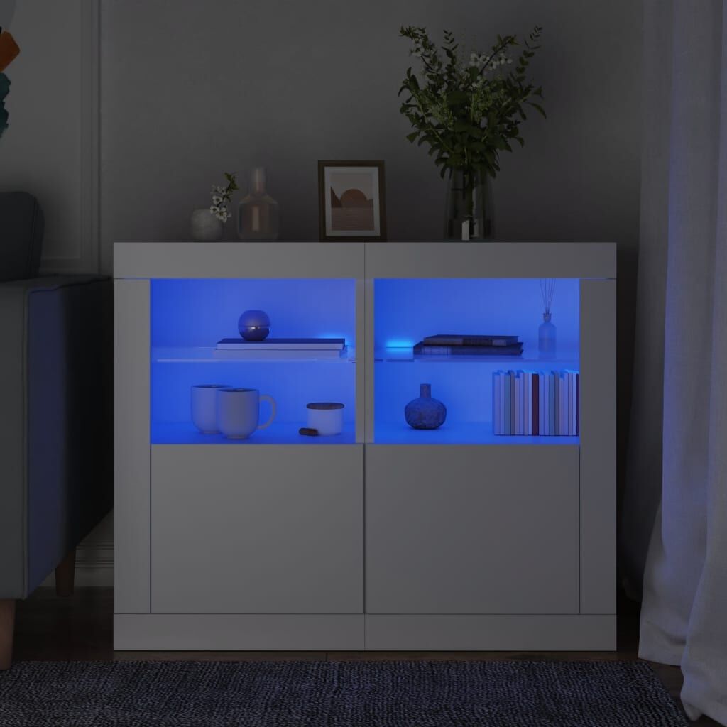Side Cabinets with LED Lights 2 pcs White Engineered Wood Side Cabinets with LED Lights 2 pcs White Engineered Wood