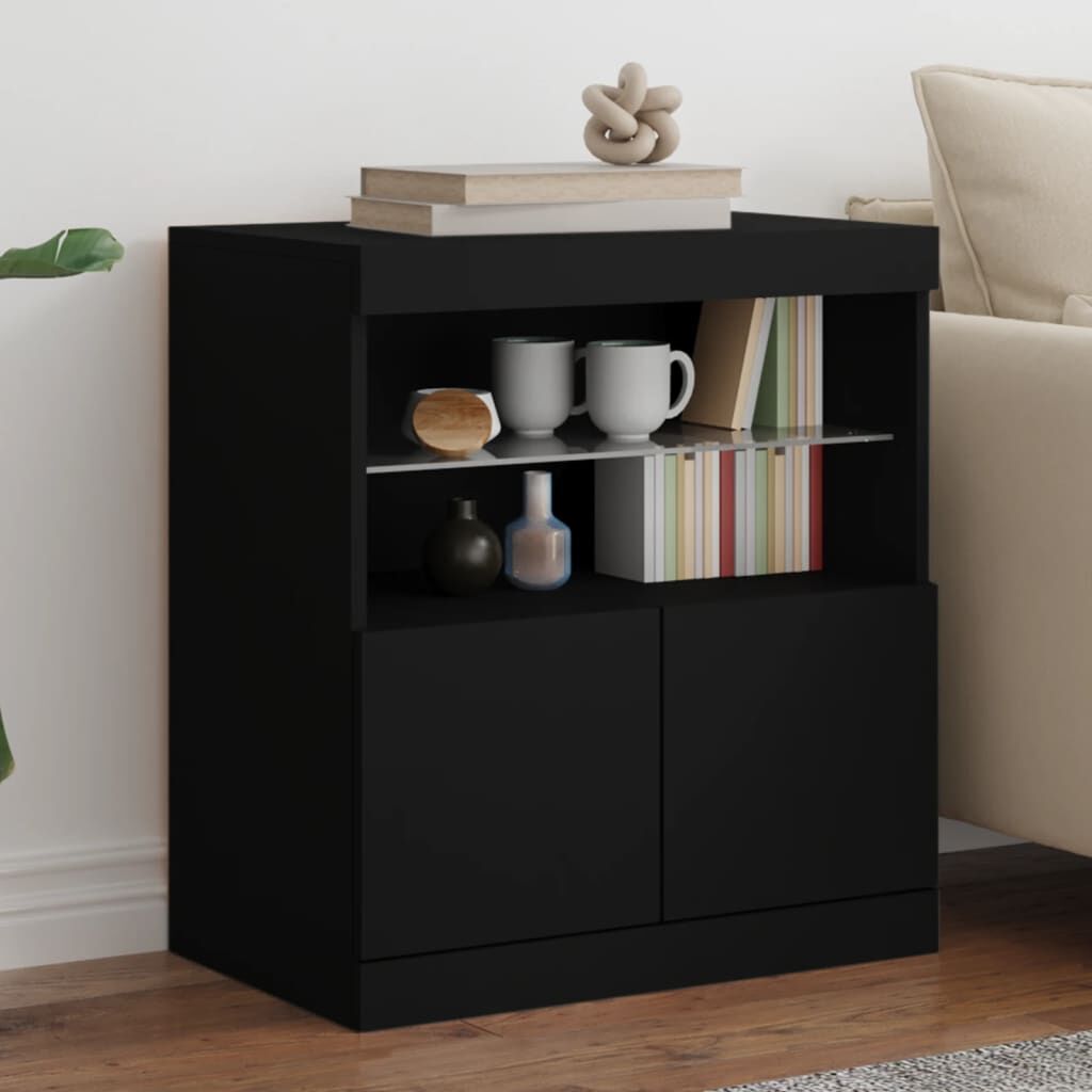 Sideboard with LED Lights Black 60x37x67 cm Sideboard with LED Lights Black 60x37x67 cm