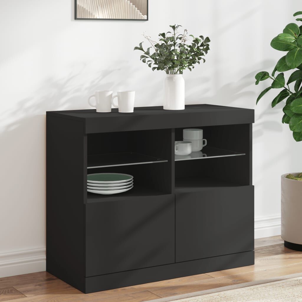 Sideboard with LED Lights Black 81x37x67 cm Sideboard with LED Lights Black 81x37x67 cm