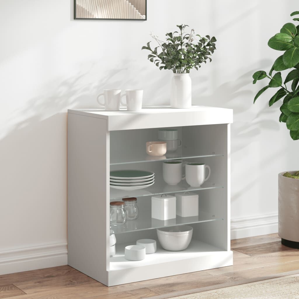 Sideboard with LED Lights White 60.5x37x67 cm Sideboard with LED Lights White 60.5x37x67 cm
