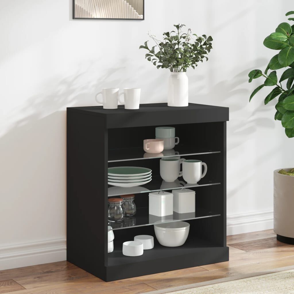 Sideboard with LED Lights Black 60.5x37x67 cm Sideboard with LED Lights Black 60.5x37x67 cm