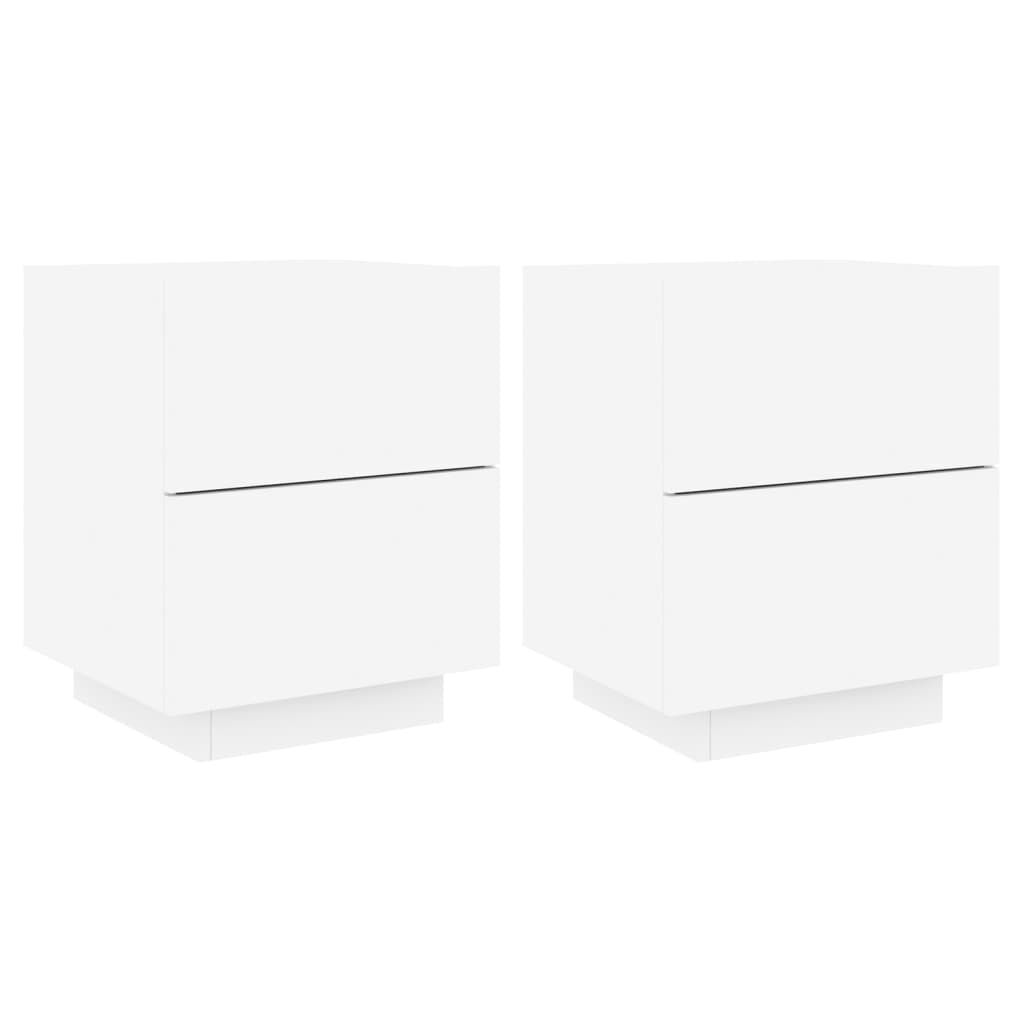 Bedside Cabinets with LED Lights 2 pcs White Engineered Wood Bedside Cabinets with LED Lights 2 pcs White Engineered Wood