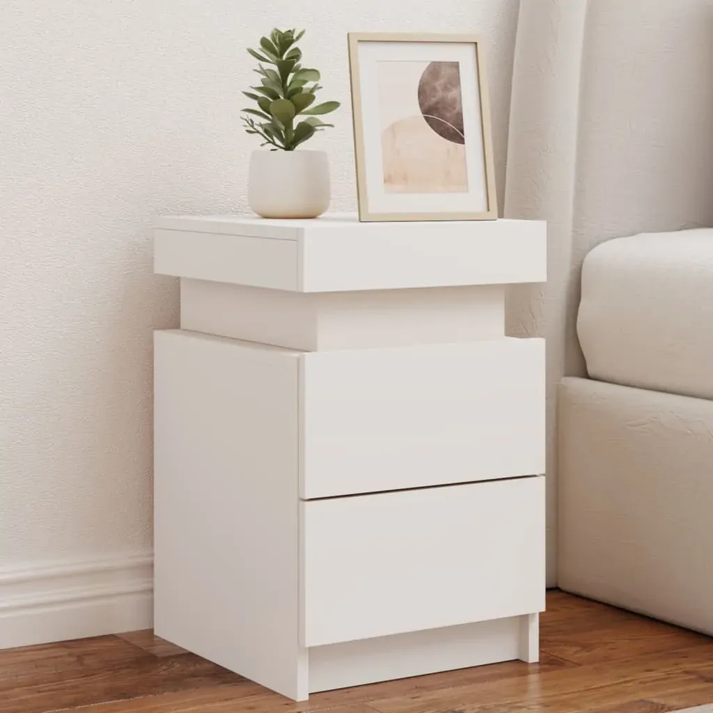 Bedside Cabinets with LED Lights 2 pcs White 35x39x55 cm Bedside Cabinets with LED Lights 2 pcs White 35x39x55 cm