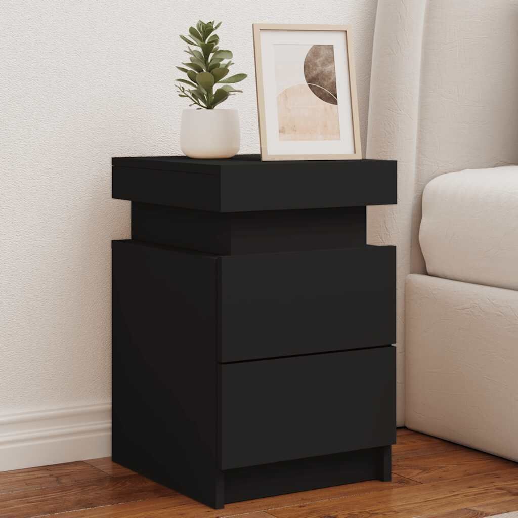 Bedside Cabinet with LED Lights Black 35x39x55 cm Bedside Cabinet with LED Lights Black 35x39x55 cm