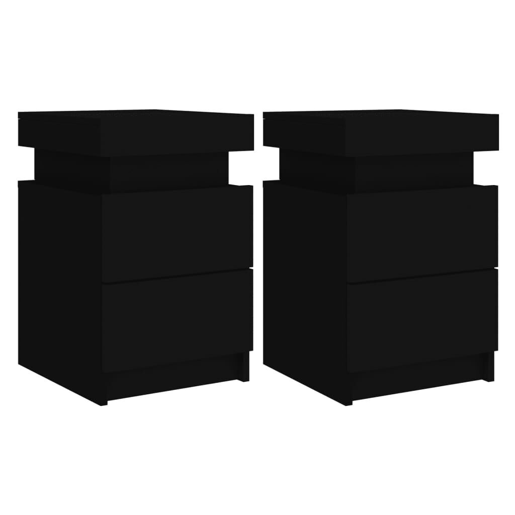 Bedside Cabinets with LED Lights 2 pcs Black 35x39x55 cm Bedside Cabinets with LED Lights 2 pcs Black 35x39x55 cm