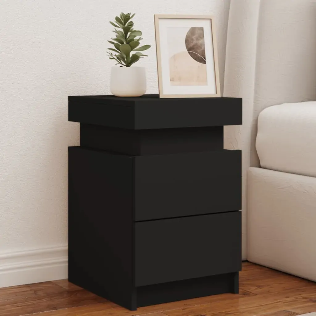 Bedside Cabinets with LED Lights 2 pcs Black 35x39x55 cm Bedside Cabinets with LED Lights 2 pcs Black 35x39x55 cm