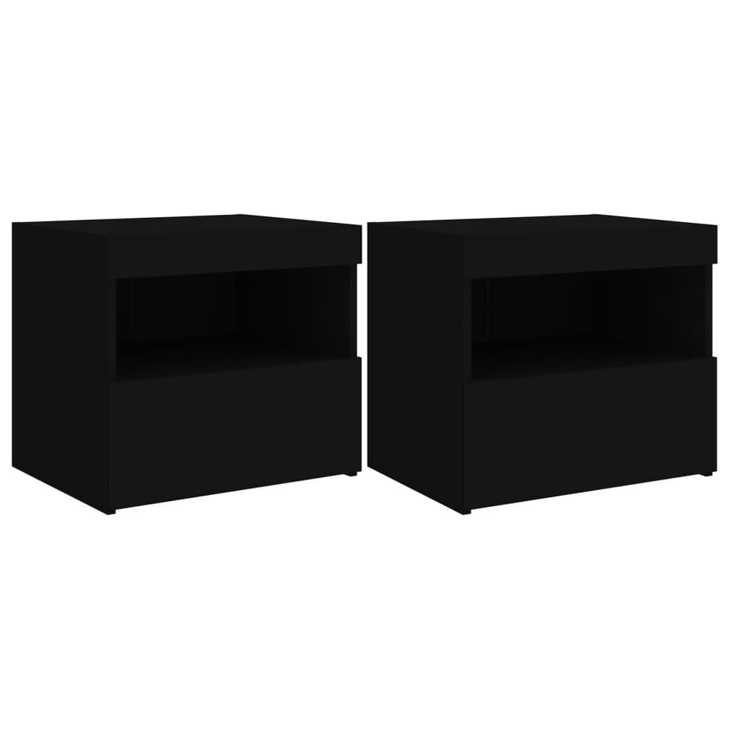 Bedside Cabinets with LED Lights 2 pcs Black 50x40x45 cm Bedside Cabinets with LED Lights 2 pcs Black 50x40x45 cm