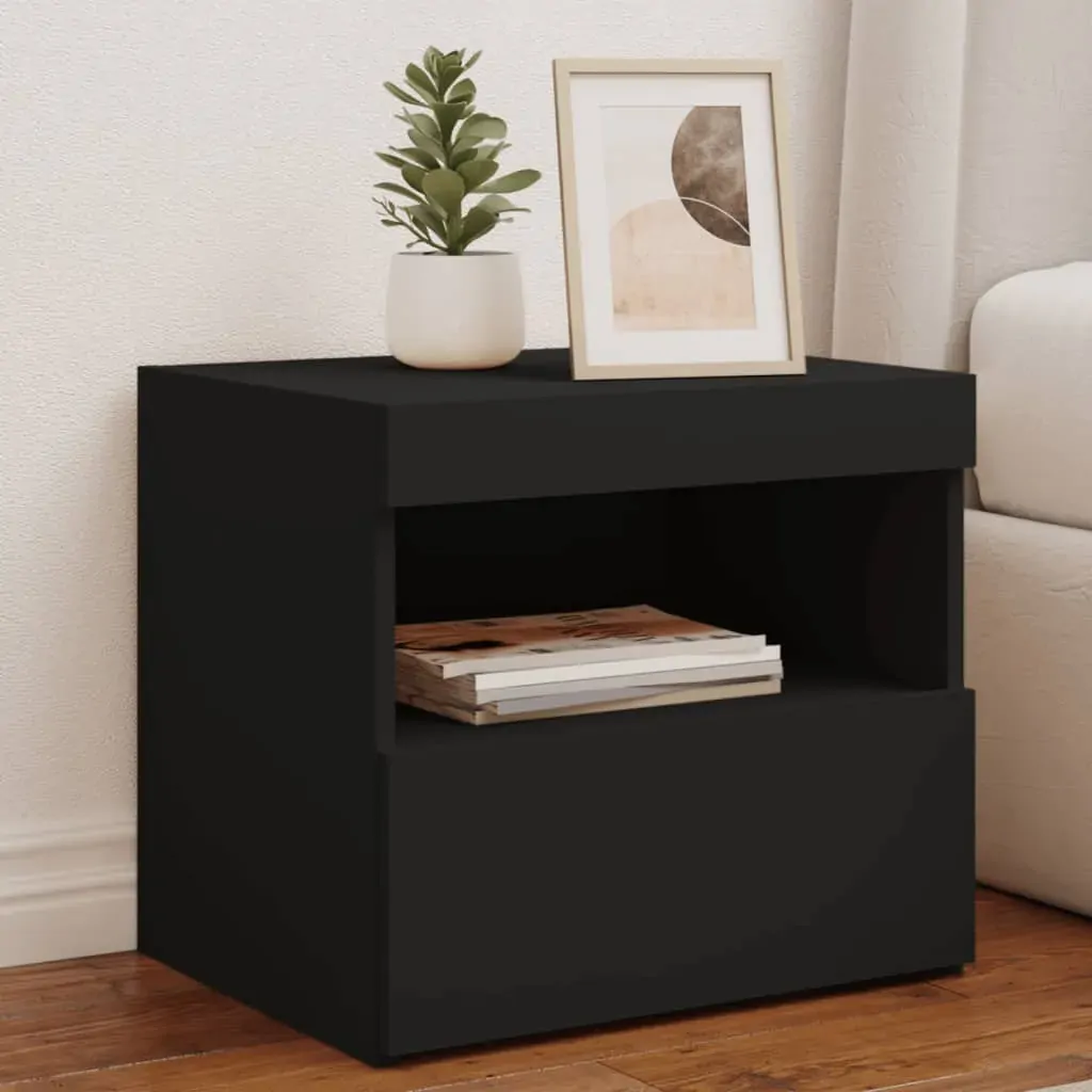Bedside Cabinets with LED Lights 2 pcs Black 50x40x45 cm Bedside Cabinets with LED Lights 2 pcs Black 50x40x45 cm