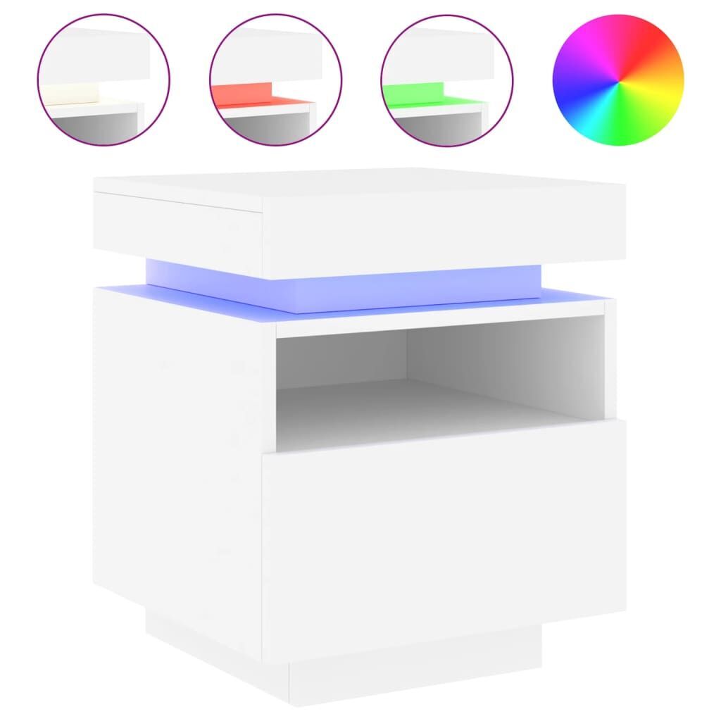 Bedside Cabinet with LED Lights White 40x39x48.5 cm Bedside Cabinet with LED Lights White 40x39x48.5 cm