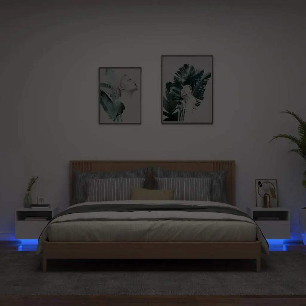 Bedside Cabinets with LED Lights 2 pcs White 40x39x37 cm Bedside Cabinets with LED Lights 2 pcs White 40x39x37 cm