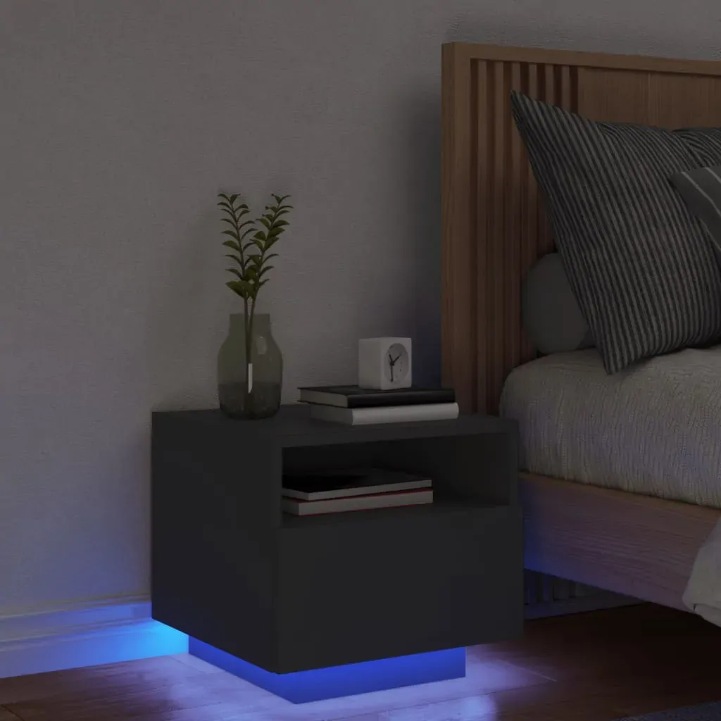 Bedside Cabinet with LED Lights Black 40x39x37 cm Bedside Cabinet with LED Lights Black 40x39x37 cm