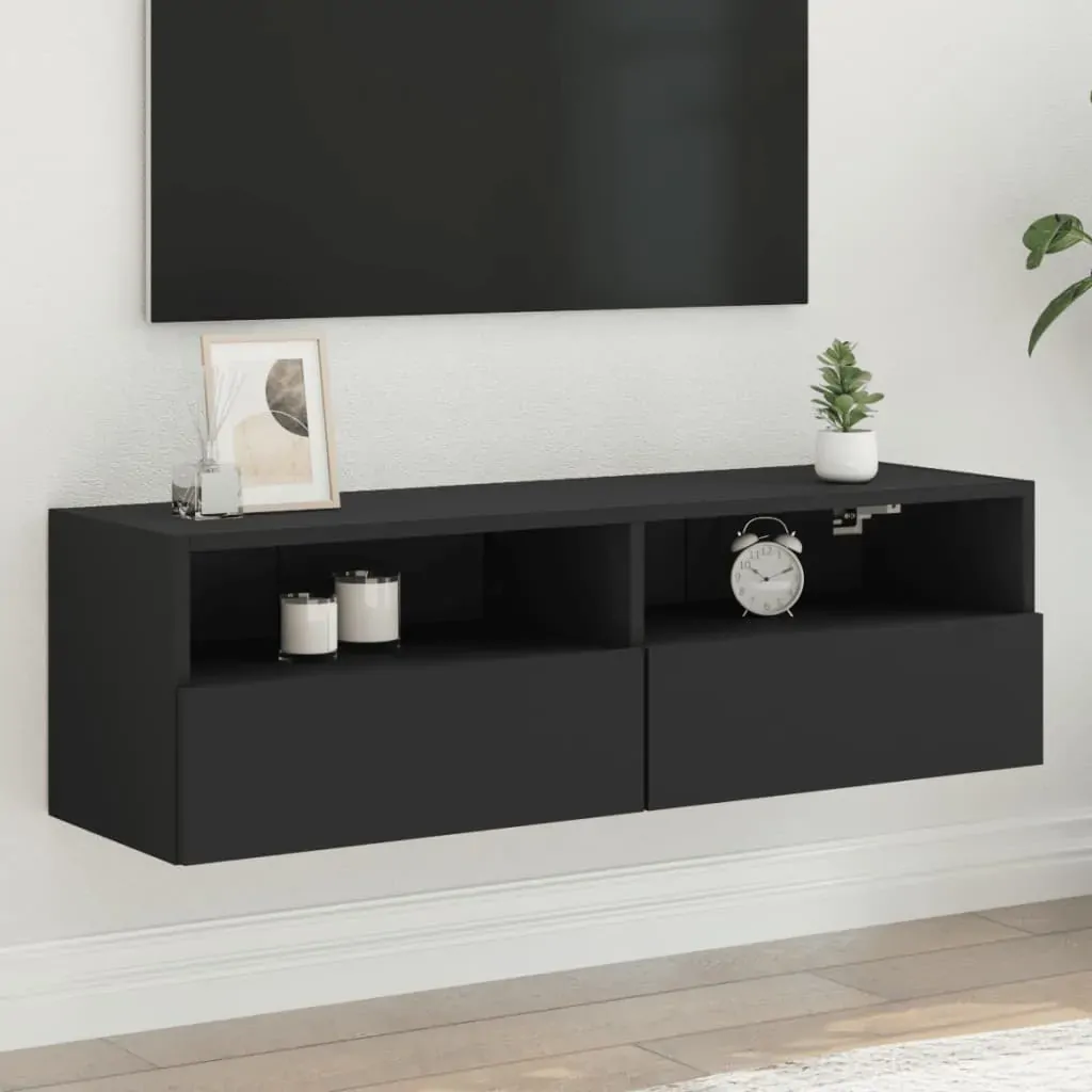 TV Wall Cabinet Black 100x30x30 cm Engineered Wood TV Wall Cabinet Black 100x30x30 cm Engineered Wood