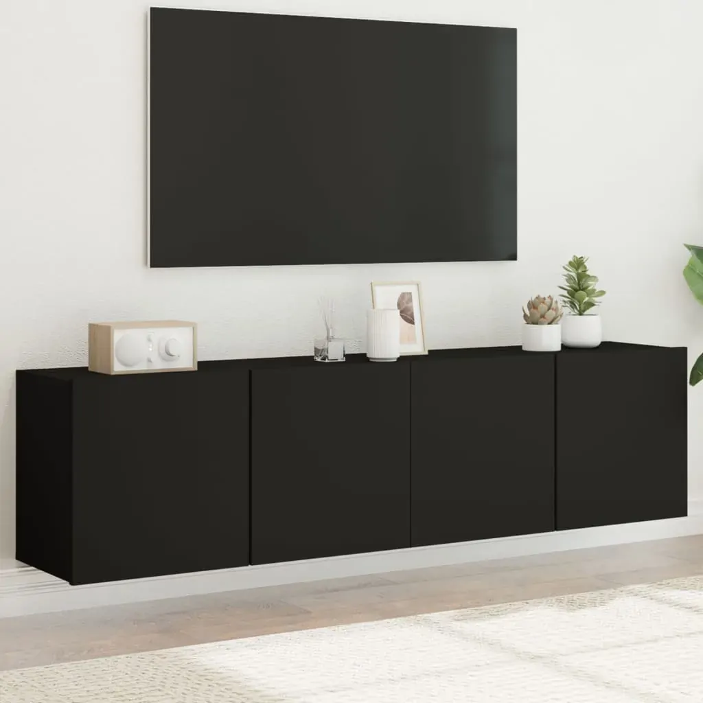 TV Cabinets Wall-mounted 2 pcs Black 80x30x41 cm TV Cabinets Wall-mounted 2 pcs Black 80x30x41 cm