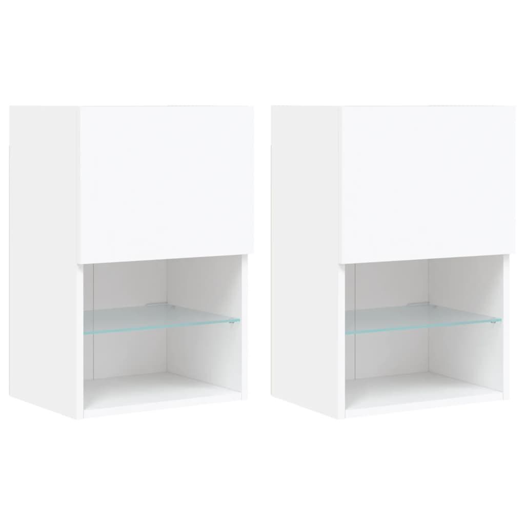 TV Cabinets with LED Lights 2 pcs White 40.5x30x60 cm TV Cabinets with LED Lights 2 pcs White 40.5x30x60 cm