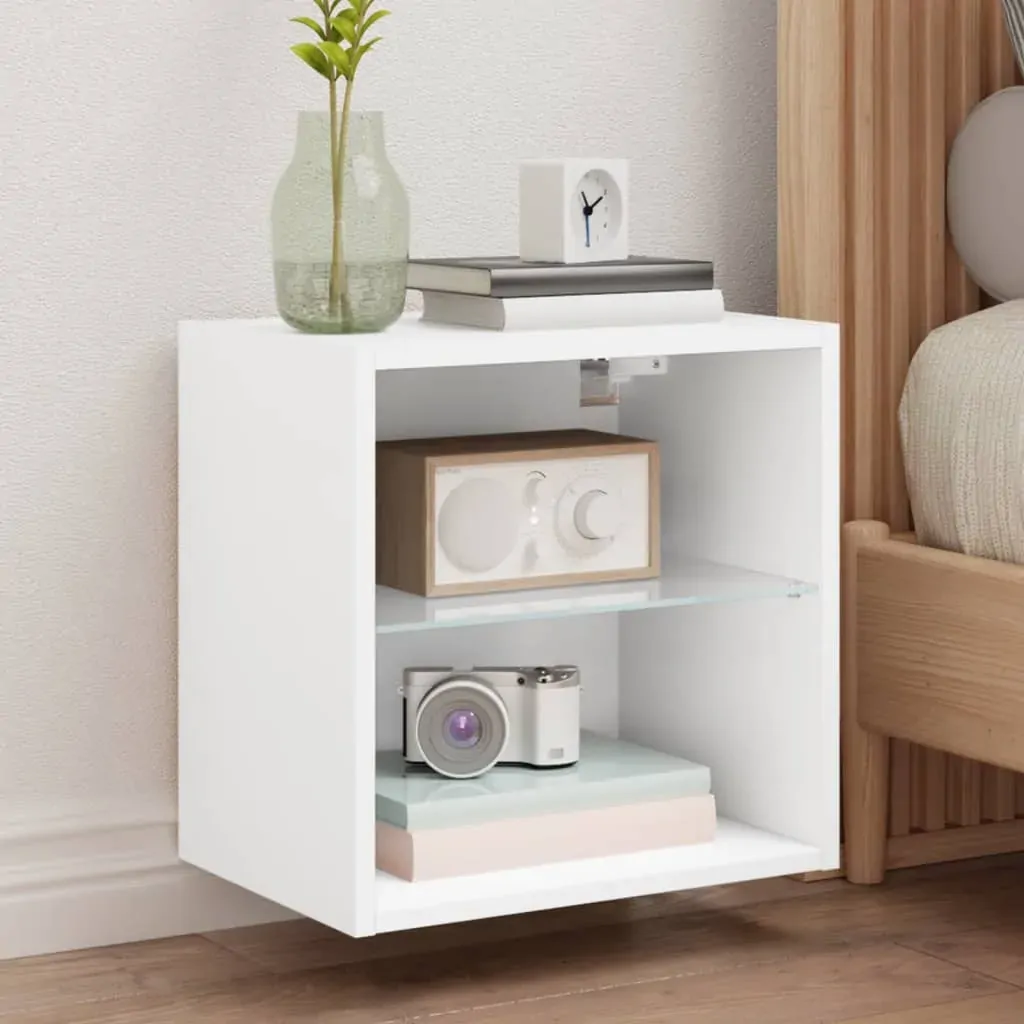Bedside Cabinets with LED Lights Wall-mounted 2 pcs White Bedside Cabinets with LED Lights Wall-mounted 2 pcs White