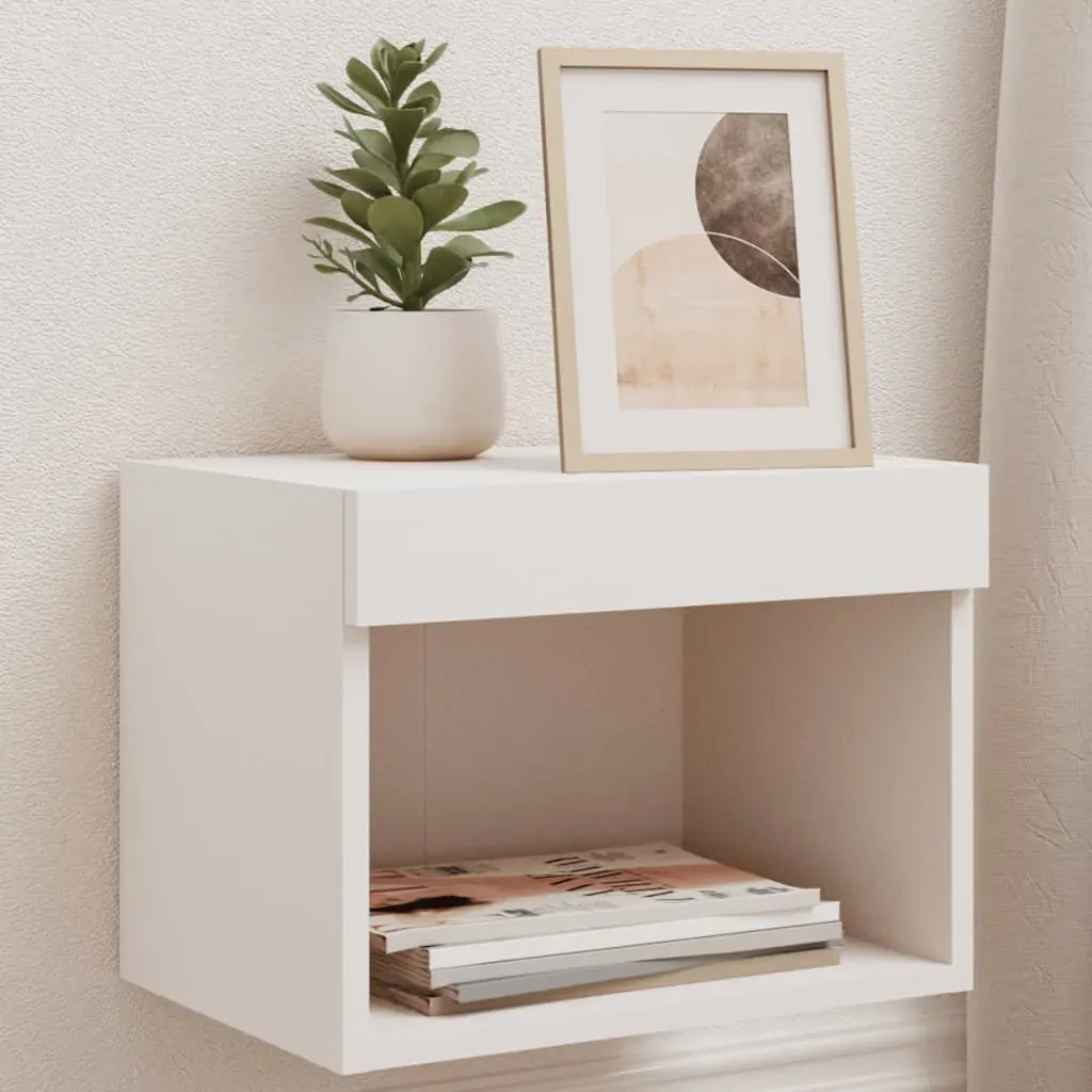 Bedside Cabinets with LED Lights Wall-mounted 2 pcs White Bedside Cabinets with LED Lights Wall-mounted 2 pcs White