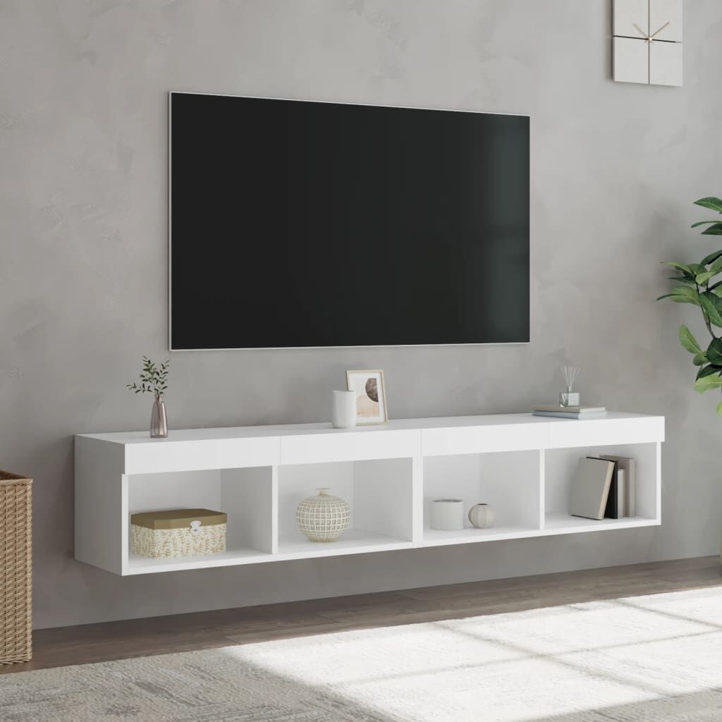 TV Cabinets with LED Lights 2 pcs White 80x30x30 cm TV Cabinets with LED Lights 2 pcs White 80x30x30 cm