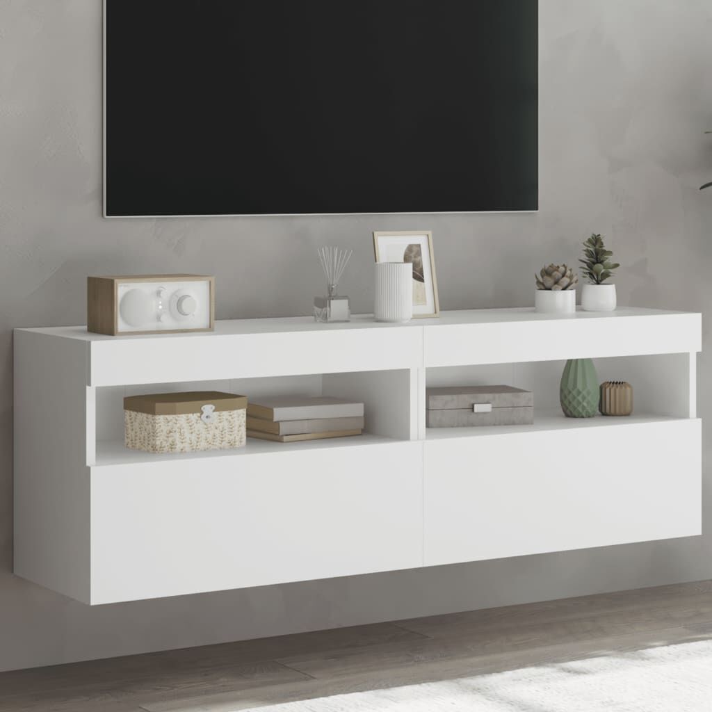 TV Wall Cabinets with LED Lights 2 pcs White 60x30x40 cm TV Wall Cabinets with LED Lights 2 pcs White 60x30x40 cm