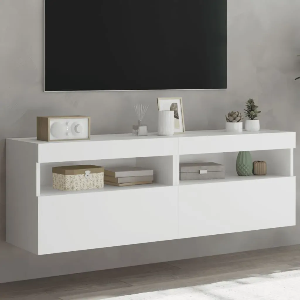 TV Wall Cabinets with LED Lights 2 pcs White 60x30x40 cm TV Wall Cabinets with LED Lights 2 pcs White 60x30x40 cm