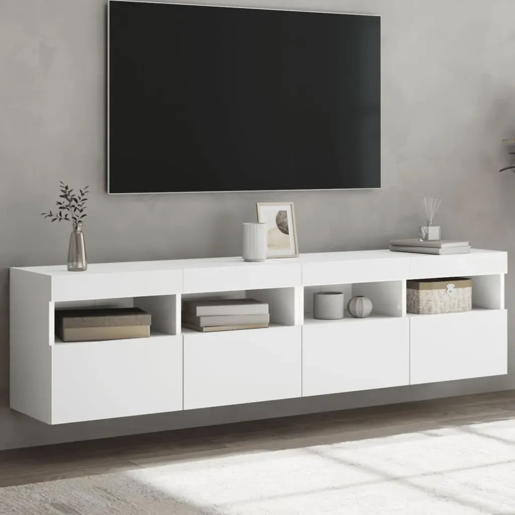 TV Wall Cabinets with LED Lights 2 pcs White 80x30x40 cm TV Wall Cabinets with LED Lights 2 pcs White 80x30x40 cm