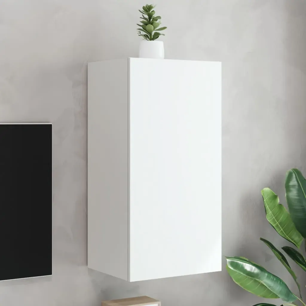 TV Wall Cabinet with LED Lights White 40.5x35x80 cm TV Wall Cabinet with LED Lights White 40.5x35x80 cm