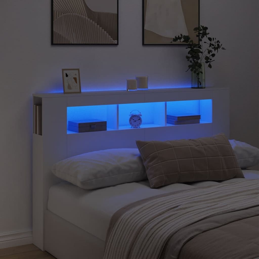 LED Headboard White 160 cm Engineered Wood LED Headboard White 160 cm Engineered Wood