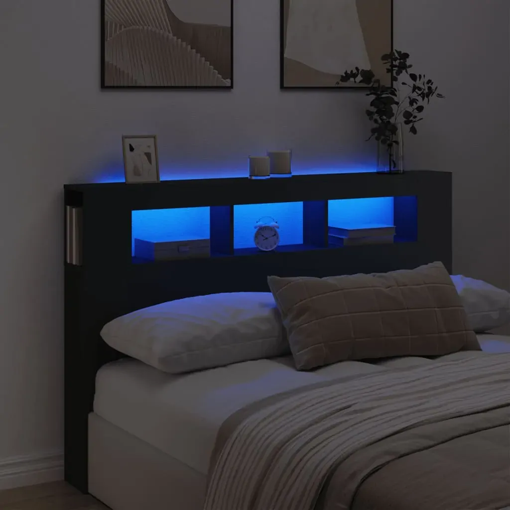 LED Headboard Black 160 cm Engineered Wood LED Headboard Black 160 cm Engineered Wood