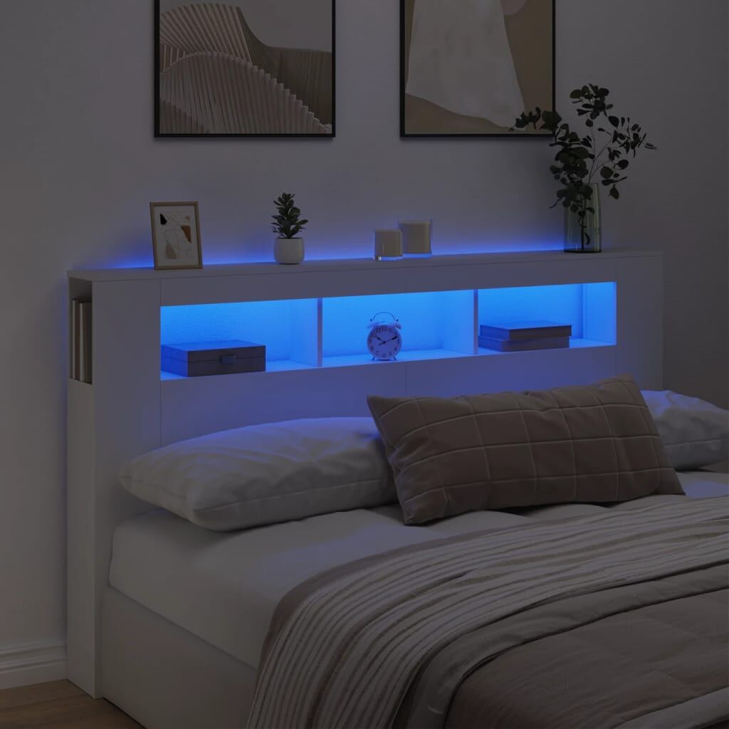 LED Headboard White 180 cm Engineered Wood LED Headboard White 180 cm Engineered Wood