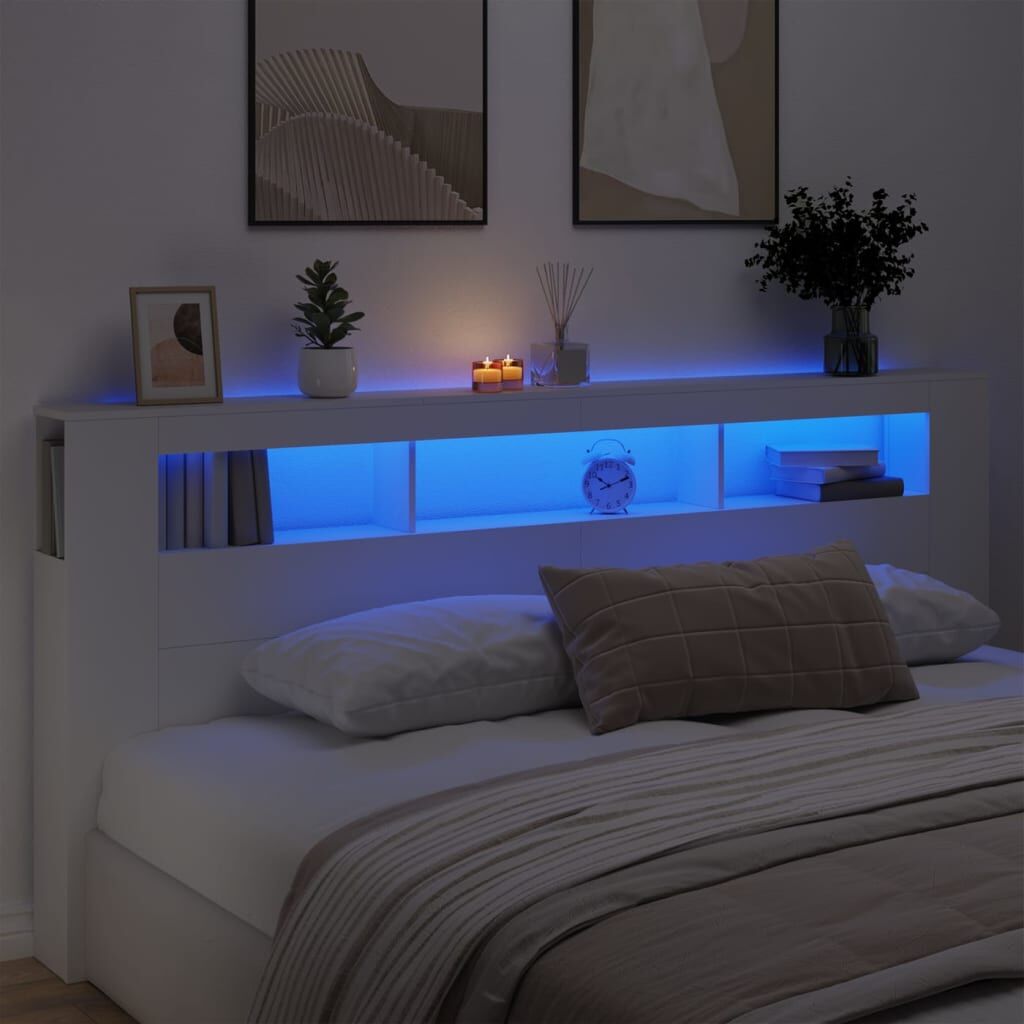 LED Headboard White 220 cm Engineered Wood LED Headboard White 220 cm Engineered Wood