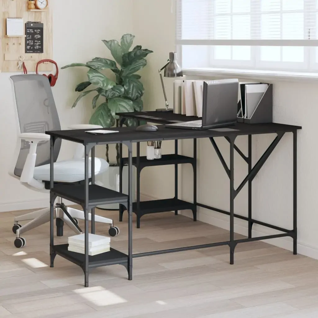 Desk Black 139x139x75 cm Engineered Wood Desk Black 139x139x75 cm Engineered Wood