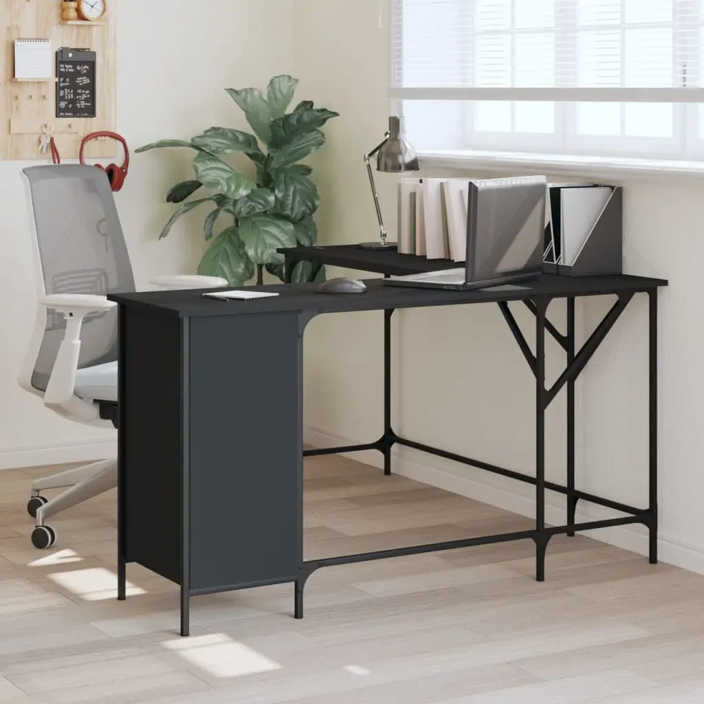 Desk Black 141x141x75 cm Engineered Wood Desk Black 141x141x75 cm Engineered Wood