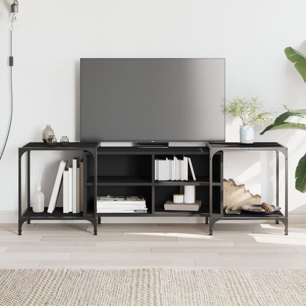 TV Cabinet Black 153x37x50 cm Engineered Wood TV Cabinet Black 153x37x50 cm Engineered Wood