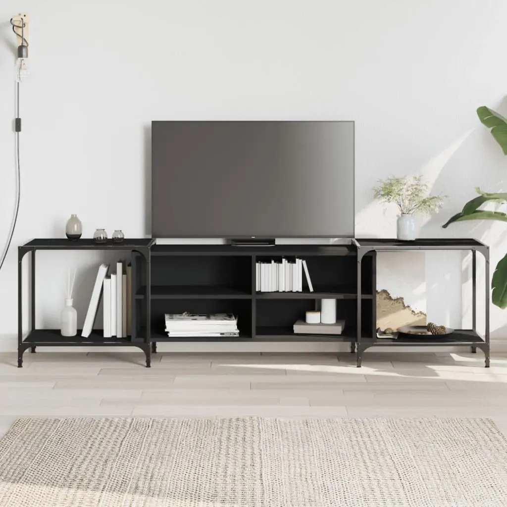 TV Cabinet Black 203x37x50 cm Engineered Wood TV Cabinet Black 203x37x50 cm Engineered Wood