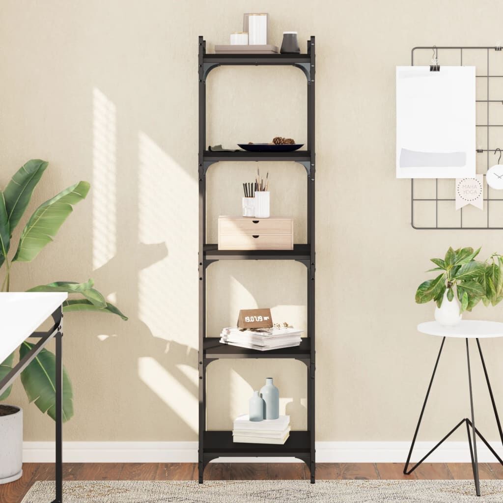 Bookcase 5-Tier Black 40x30x154 cm Engineered Wood Bookcase 5-Tier Black 40x30x154 cm Engineered Wood