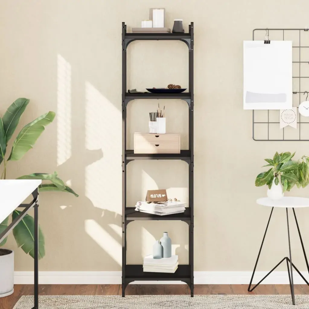 Bookcase 5-Tier Black 40x30x154 cm Engineered Wood Bookcase 5-Tier Black 40x30x154 cm Engineered Wood