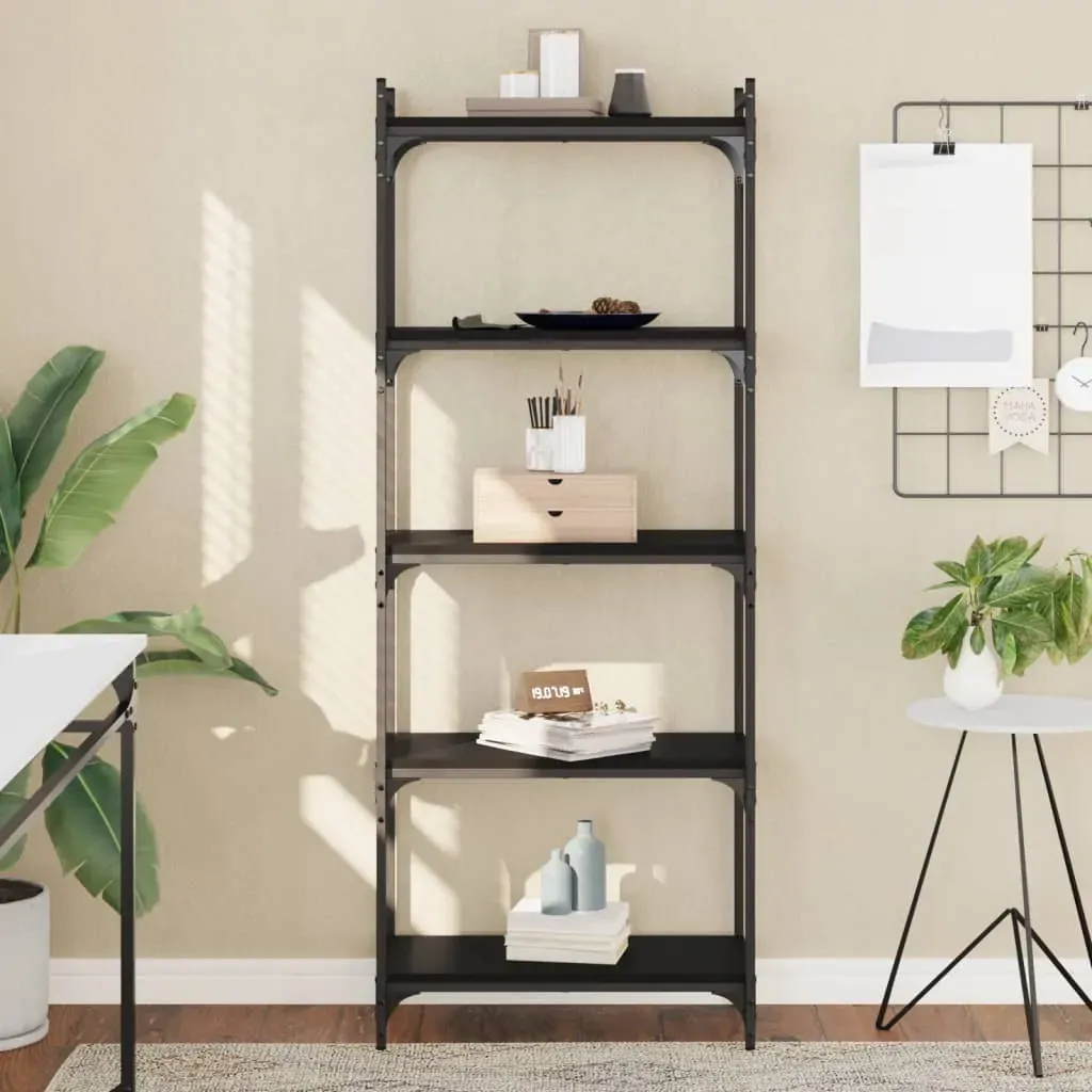 Bookcase 5-Tier Black 60x30x154 cm Engineered Wood Bookcase 5-Tier Black 60x30x154 cm Engineered Wood