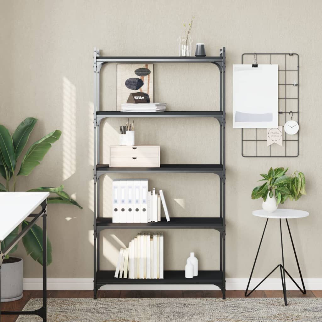 Bookcase 5-Tier Black 80x30x154 cm Engineered Wood Bookcase 5-Tier Black 80x30x154 cm Engineered Wood