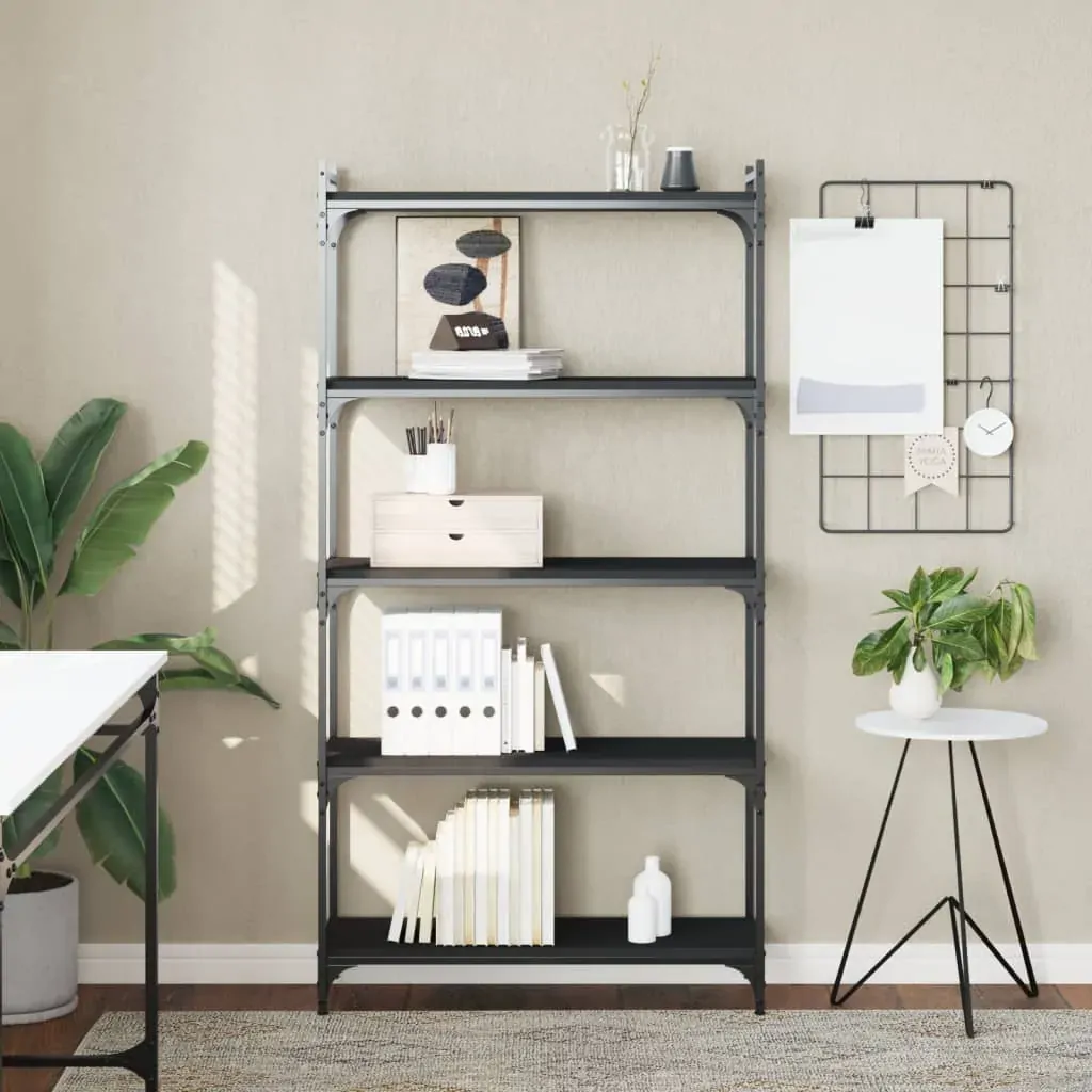 Bookcase 5-Tier Black 80x30x154 cm Engineered Wood Bookcase 5-Tier Black 80x30x154 cm Engineered Wood