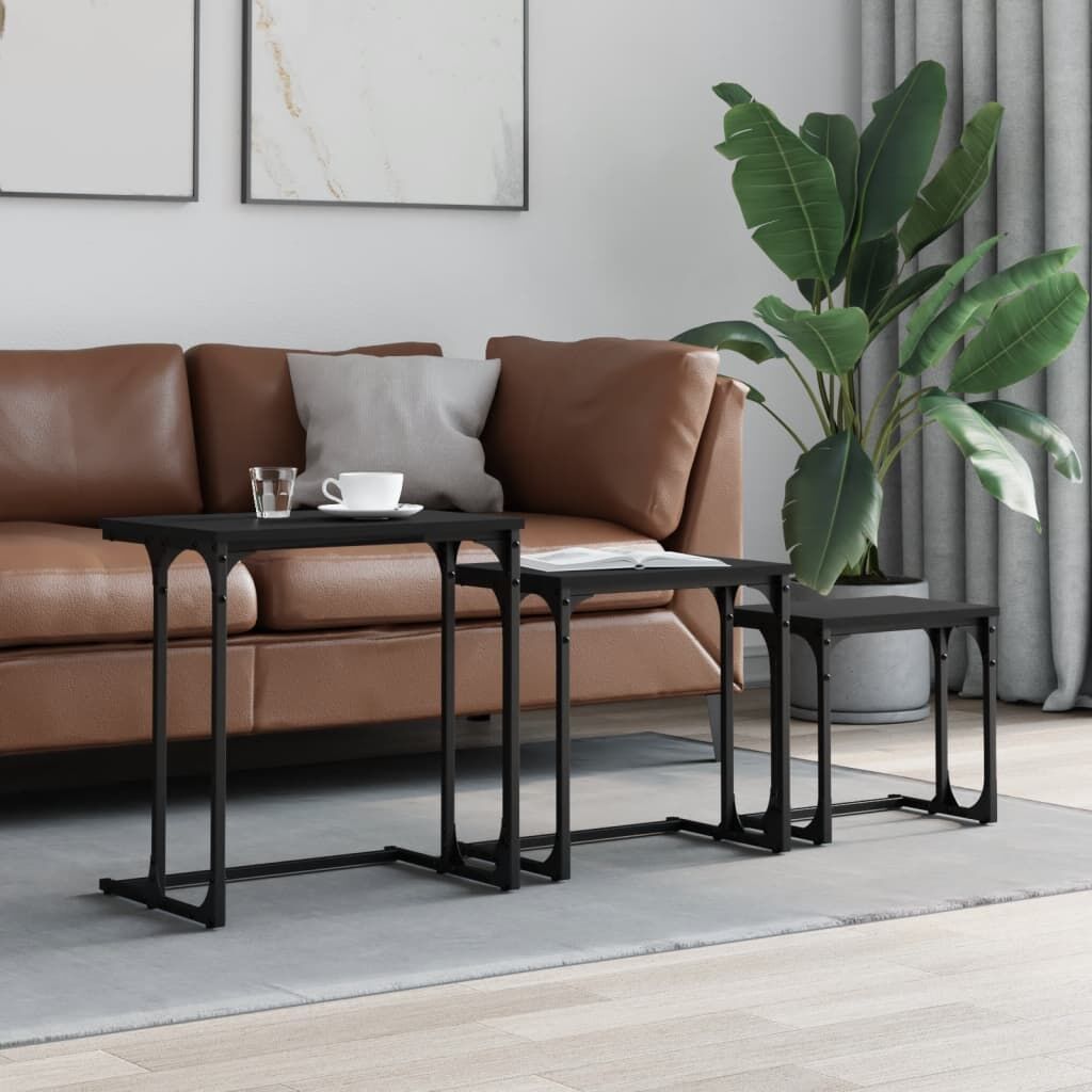 Nesting Coffee Tables 3 pcs Black Engineered Wood Nesting Coffee Tables 3 pcs Black Engineered Wood