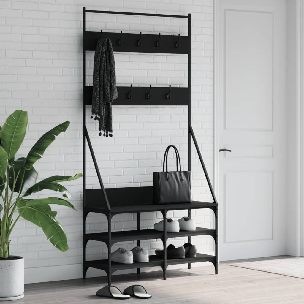 Clothes Rack with Shoe Storage Black 90x34x184 cm Clothes Rack with Shoe Storage Black 90x34x184 cm
