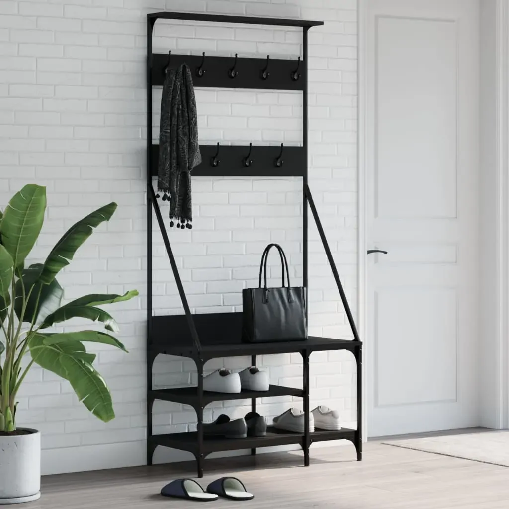Clothes Rack with Shoe Storage Black 80x40x184 cm Clothes Rack with Shoe Storage Black 80x40x184 cm