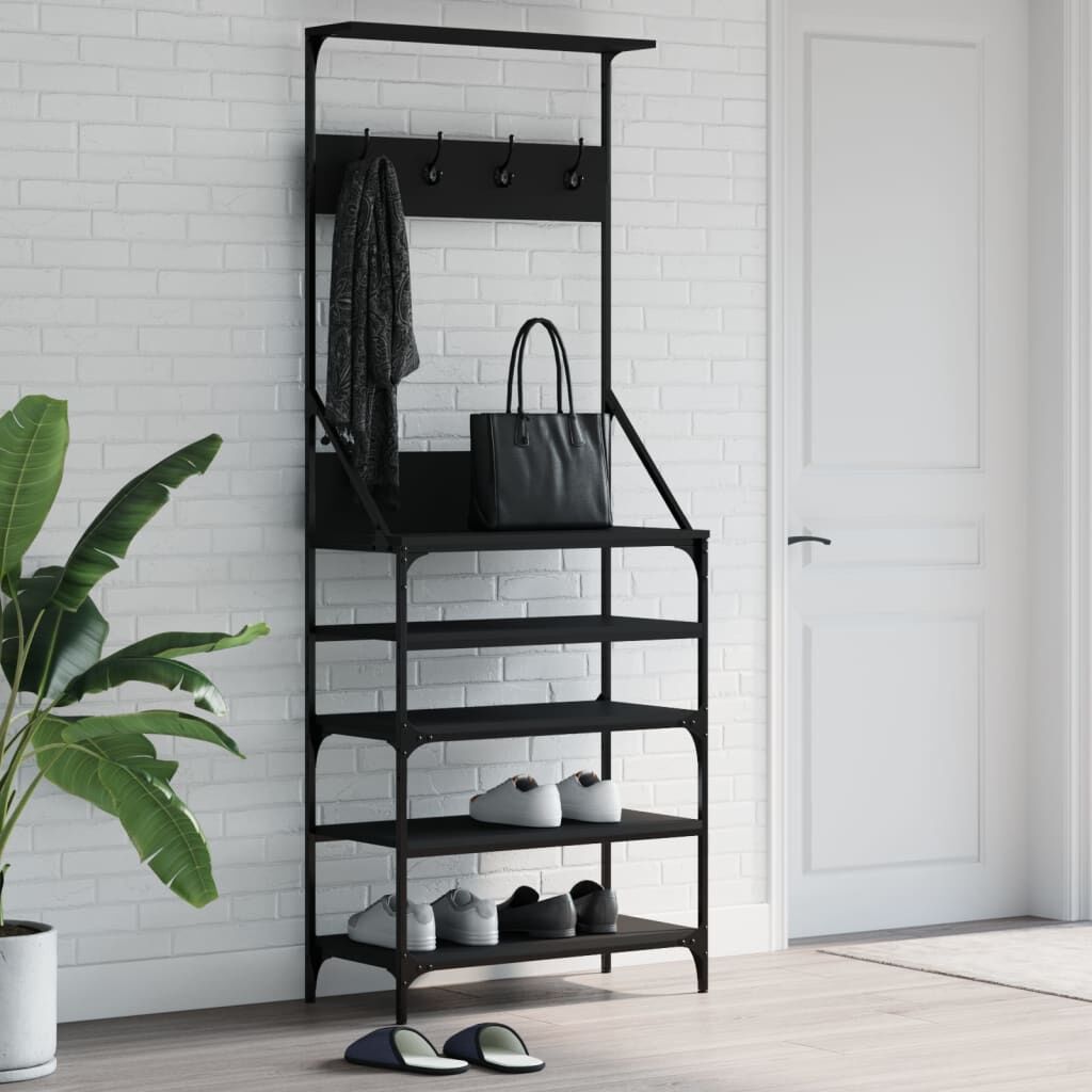 Clothes Rack with Shoe Storage Black 70x34x184 cm Clothes Rack with Shoe Storage Black 70x34x184 cm