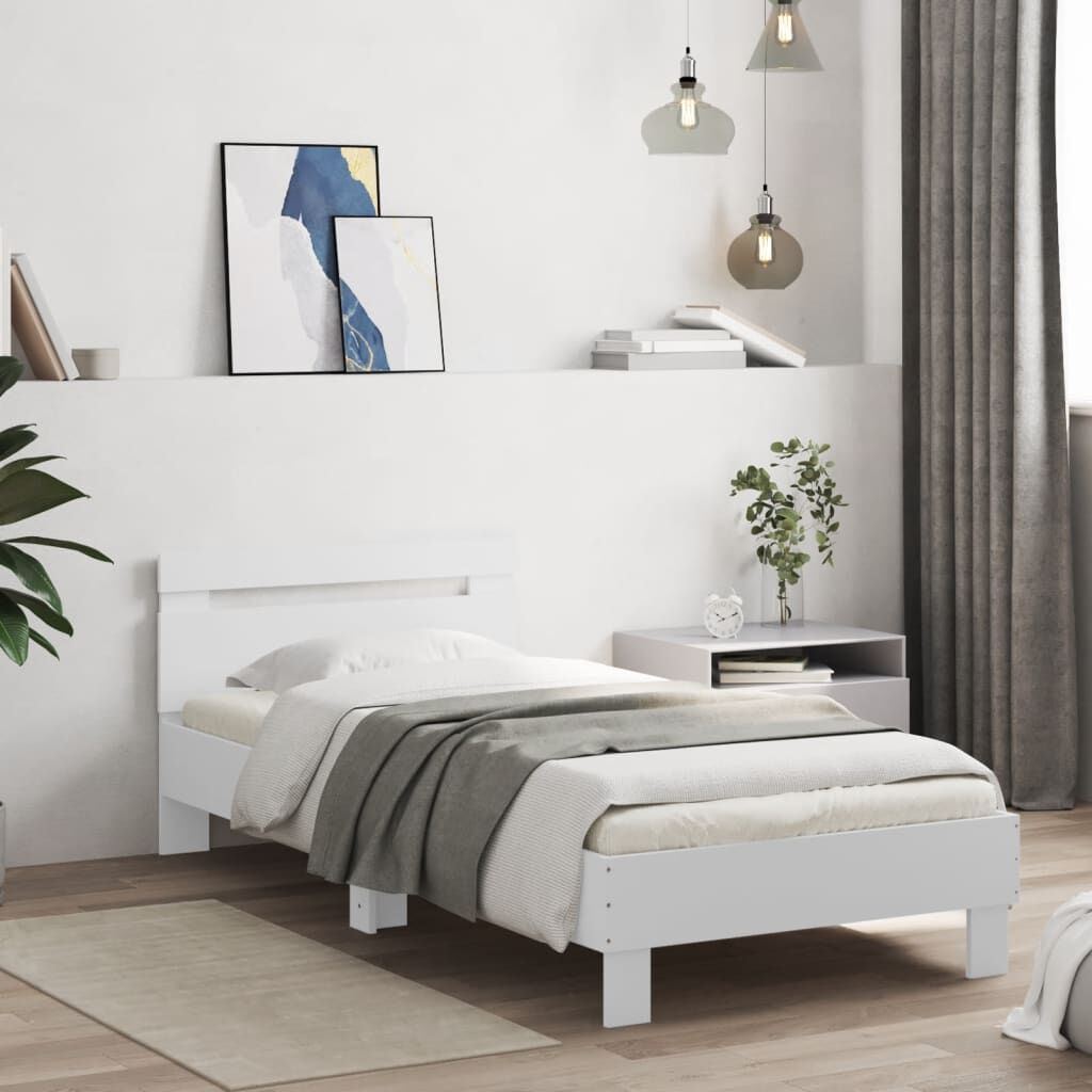 Bed Frame without Mattress with Headboard White 90x190 cm Bed Frame without Mattress with Headboard White 90x190 cm