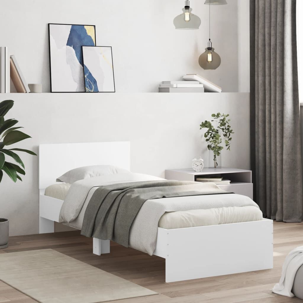 Bed Frame without Mattress with Headboard White 90x190 cm Bed Frame without Mattress with Headboard White 90x190 cm