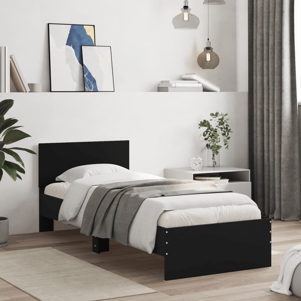 Bed Frame without Mattress with Headboard Black 90x190 cm Bed Frame without Mattress with Headboard Black 90x190 cm