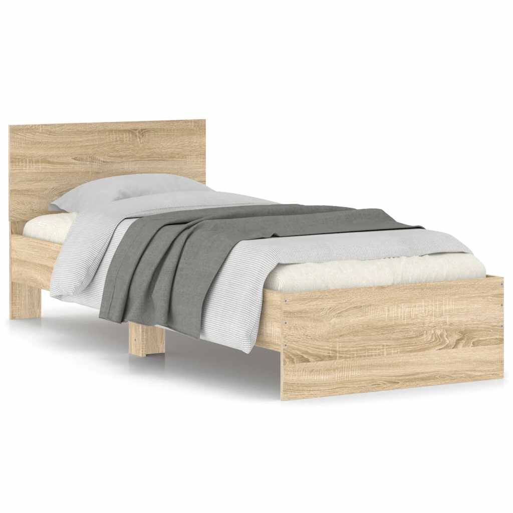 Bed Frame without Mattress with Headboard Sonoma Oak 90x190 cm Bed Frame without Mattress with Headboard Sonoma Oak 90x190 cm