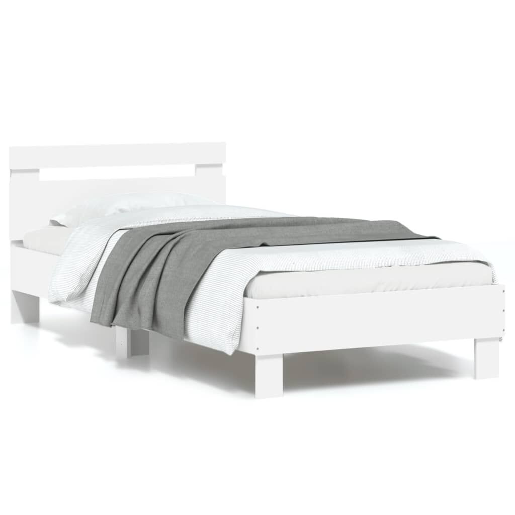Bed Frame without Mattress with LED Lights White 90x190 cm Bed Frame without Mattress with LED Lights White 90x190 cm