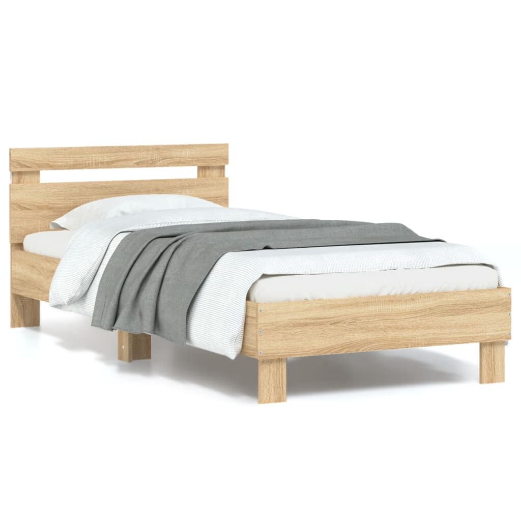 Bed Frame without Mattress with LED Lights Sonoma Oak 90x190 cm Bed Frame without Mattress with LED Lights Sonoma Oak 90x190 cm