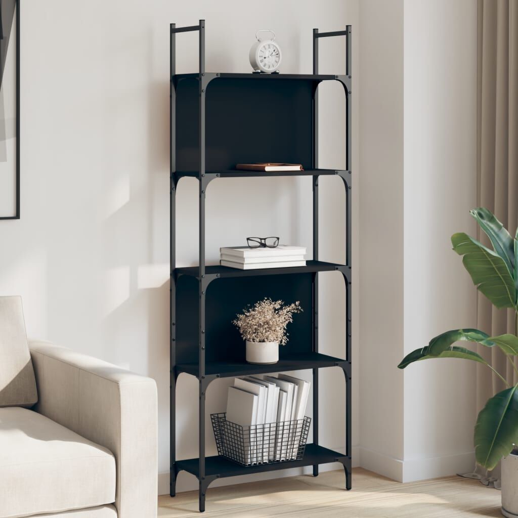 Bookshelf 5-Tier Black 60.5x24x166.5 cm Engineered Wood Bookshelf 5-Tier Black 60.5x24x166.5 cm Engineered Wood